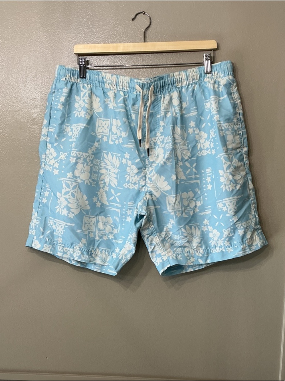 Nordstrom Light Blue & White Floral Swim Trunks